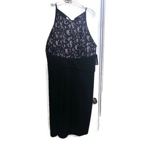 Black Lace Sequins Halter Party Dress